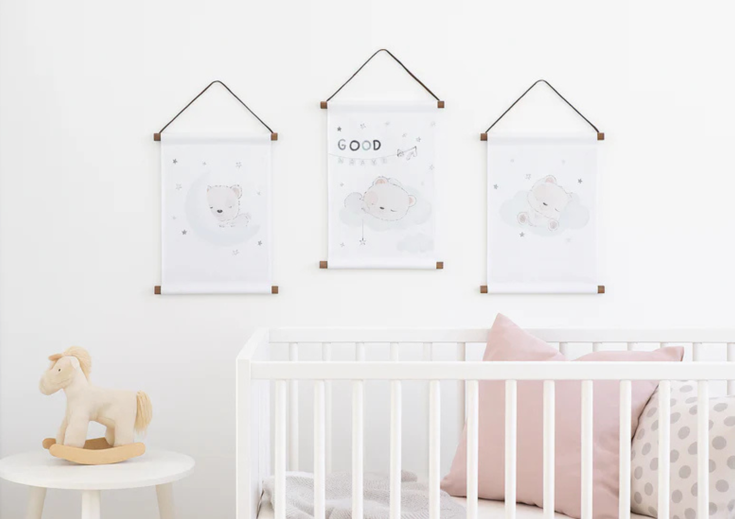 Wandbild 3er Set „Gute Nacht, kleiner Bär“