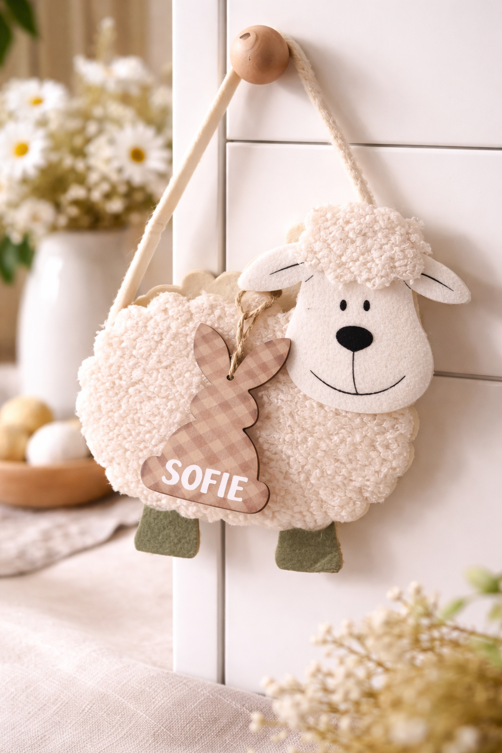 Personalisierter Oster-Anhänger „Hase“ aus Holz