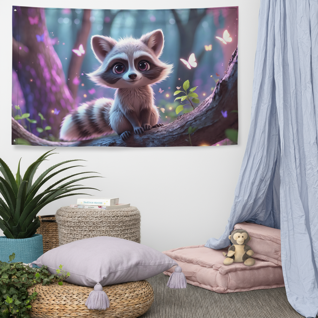Wandteppich für Kinder - Waschbär