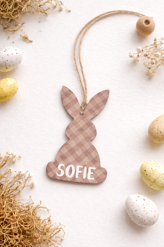 Personalisierter Oster-Anhänger „Hase“ aus Holz