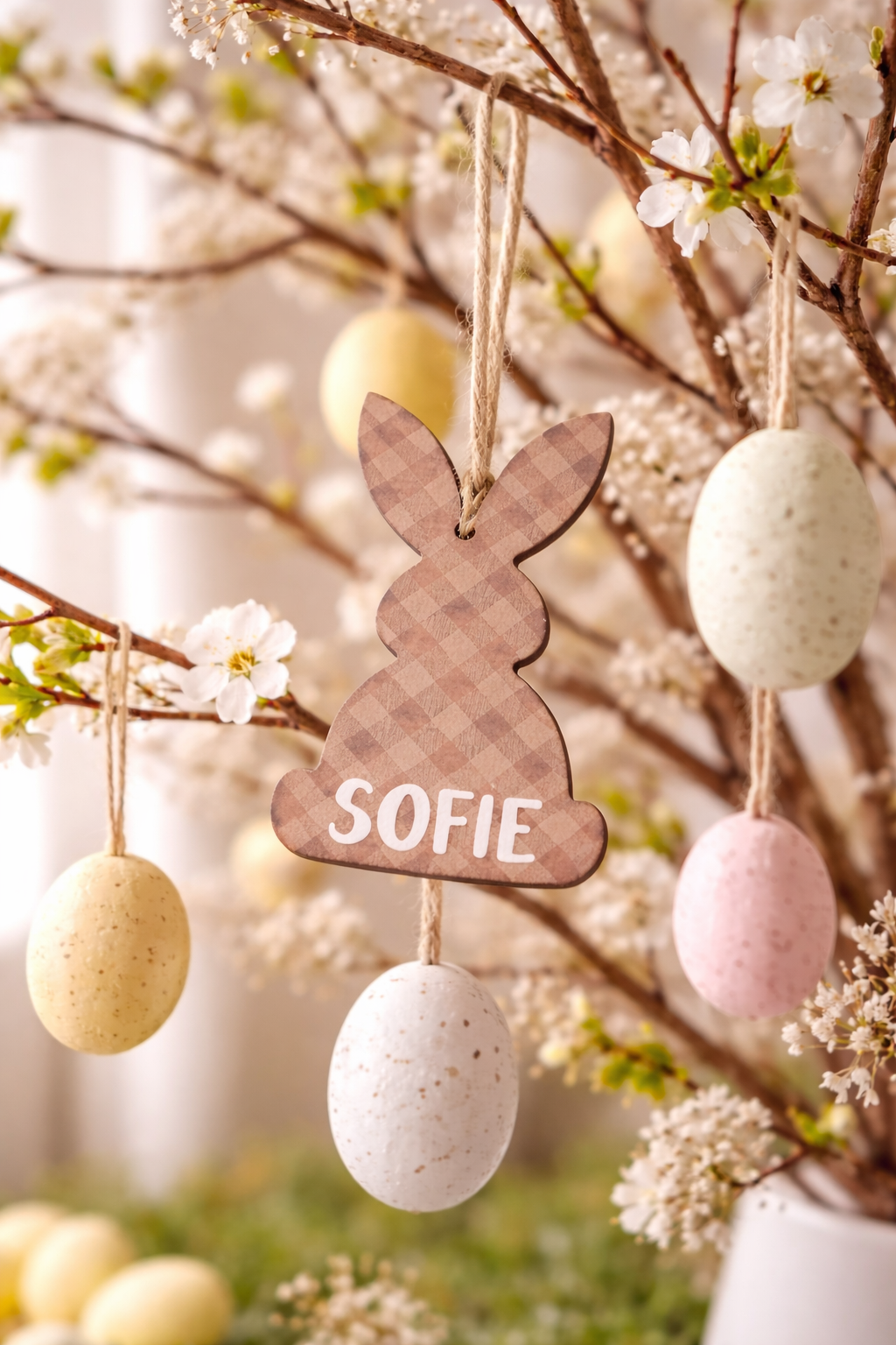 Personalisierter Oster-Anhänger „Hase“ aus Holz