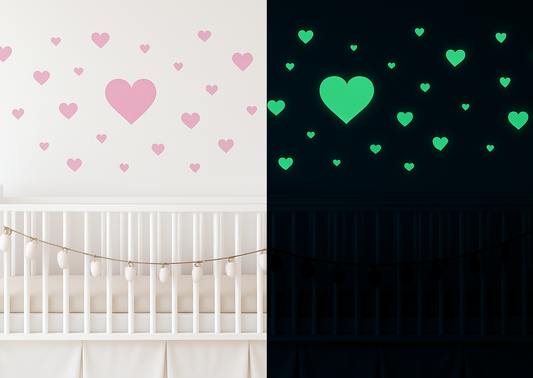 Wandaufkleber Dark Night Herzen