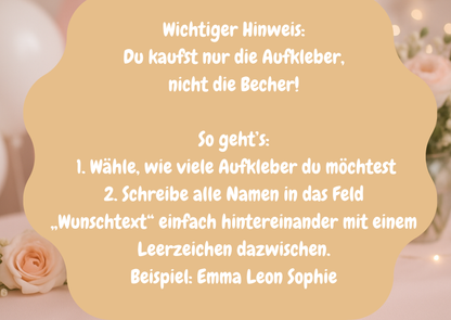 Namensbecher - Aufkleber