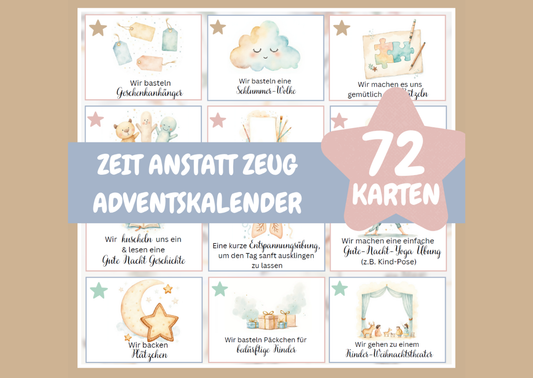 Adventskalender „Zeit statt Zeug“ – digitaler Download für Kinder & Familien