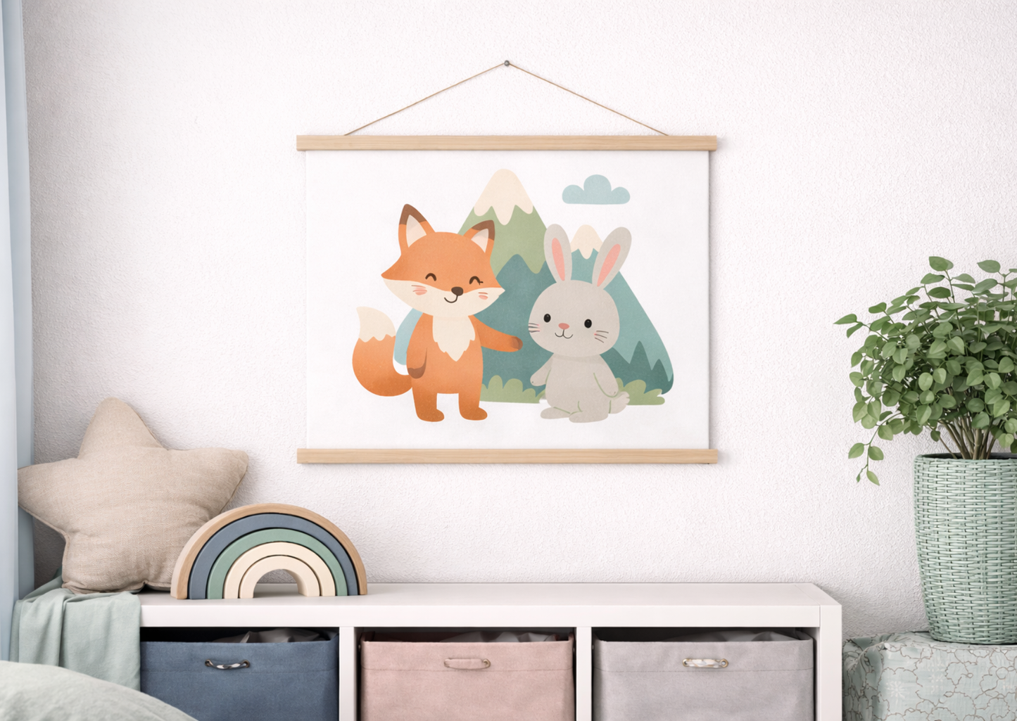 Poster mit Aufhängern - Fuchs & Hase