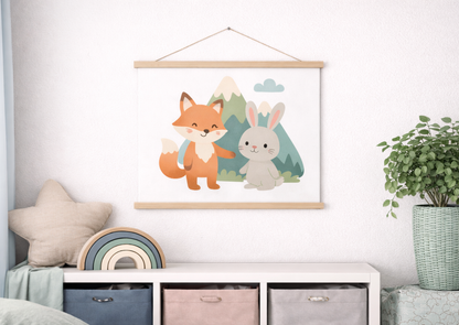 Poster mit Aufhängern - Fuchs & Hase