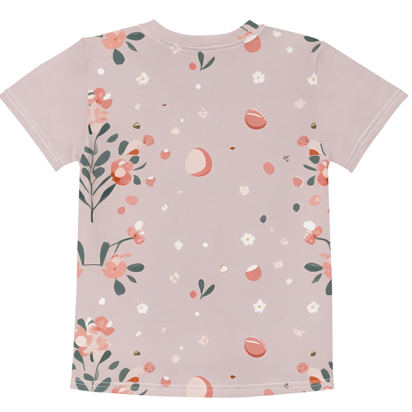 Kinder Allover Oster T-Shirt „Frühlingsgarten“ – Blumen & Ostereier Shirt für Kinder