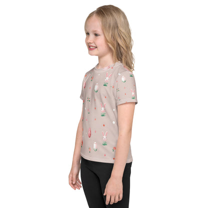 Kinder Allover Oster T-Shirt „Blütenhase“ – Süßes Oster Shirt für Kinder