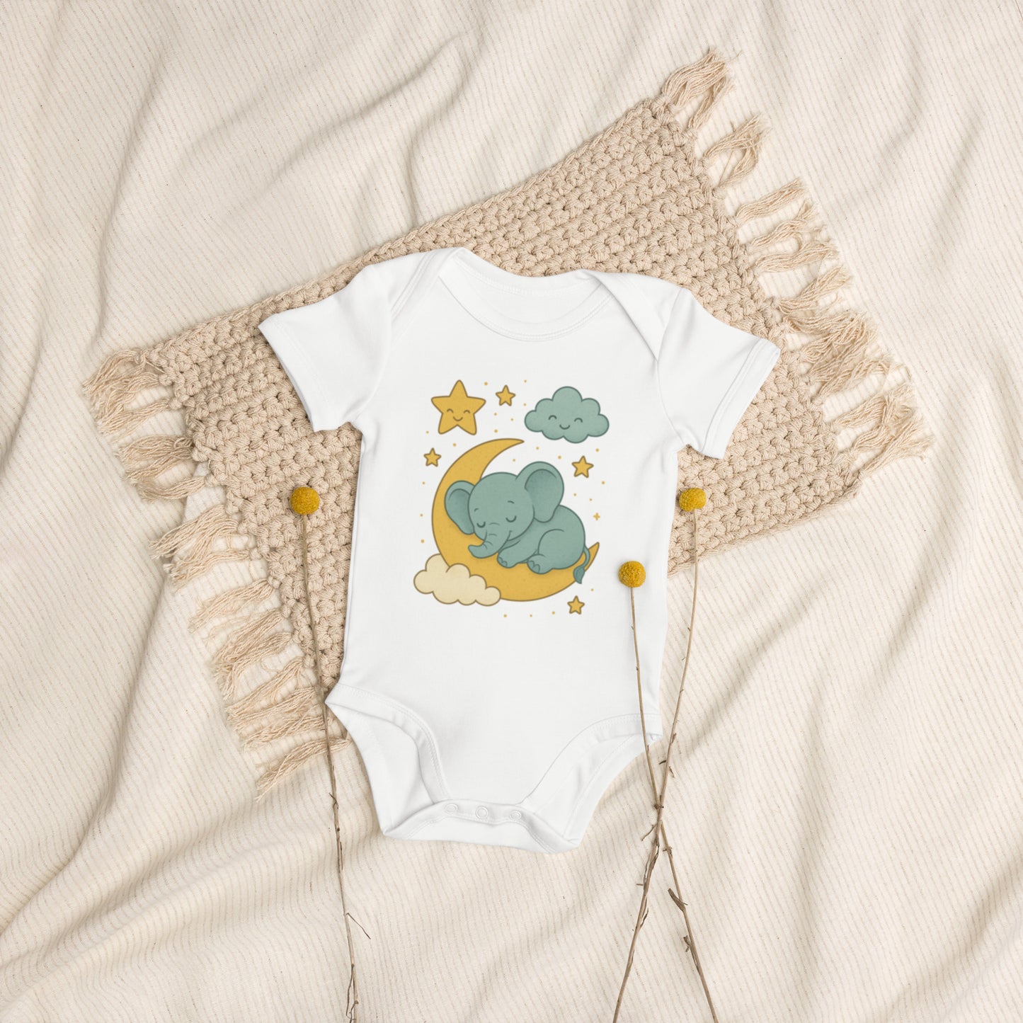 Babystrampler Bio-Baumwolle - Schlaf gut kleiner Elefant