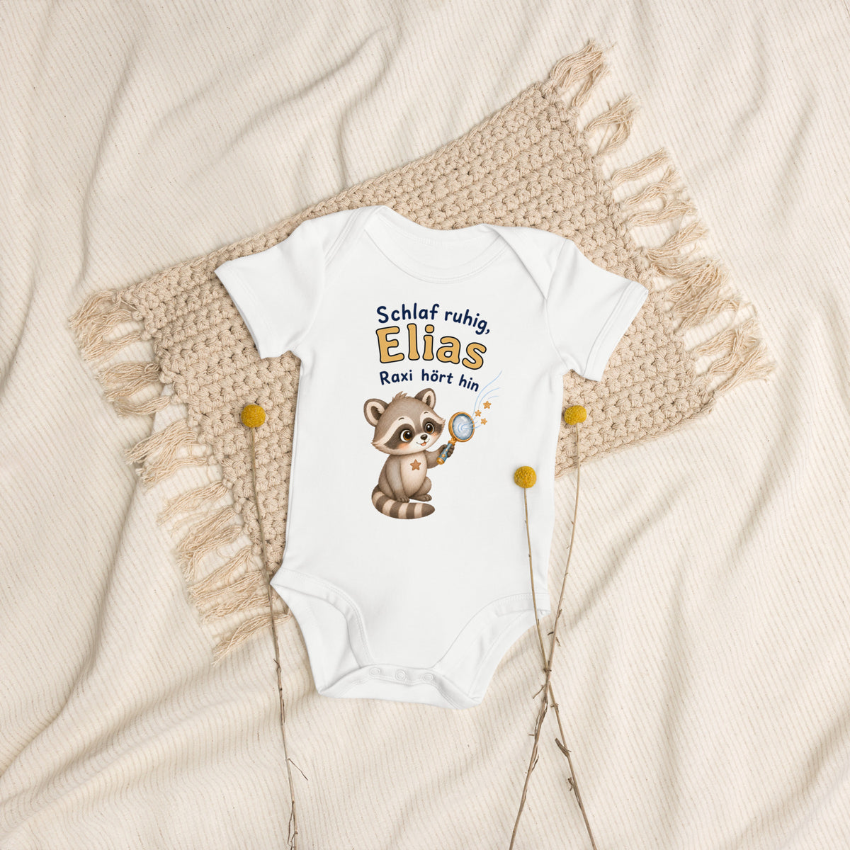 Personalisierter Raxi-Babybody als Geschenk zur Geburt