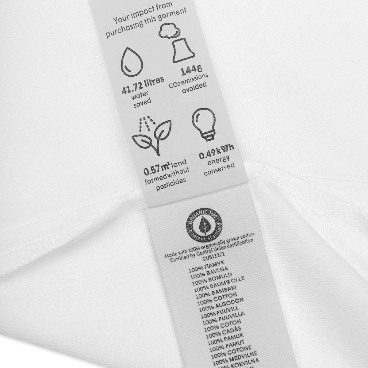 Produktetikett des Bio-Babybodys mit Materialinformationen